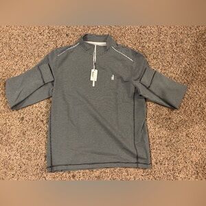 NWT Johnnie-O Men's Homan Performance Quarter Zip - Blue/Gray White Stripe